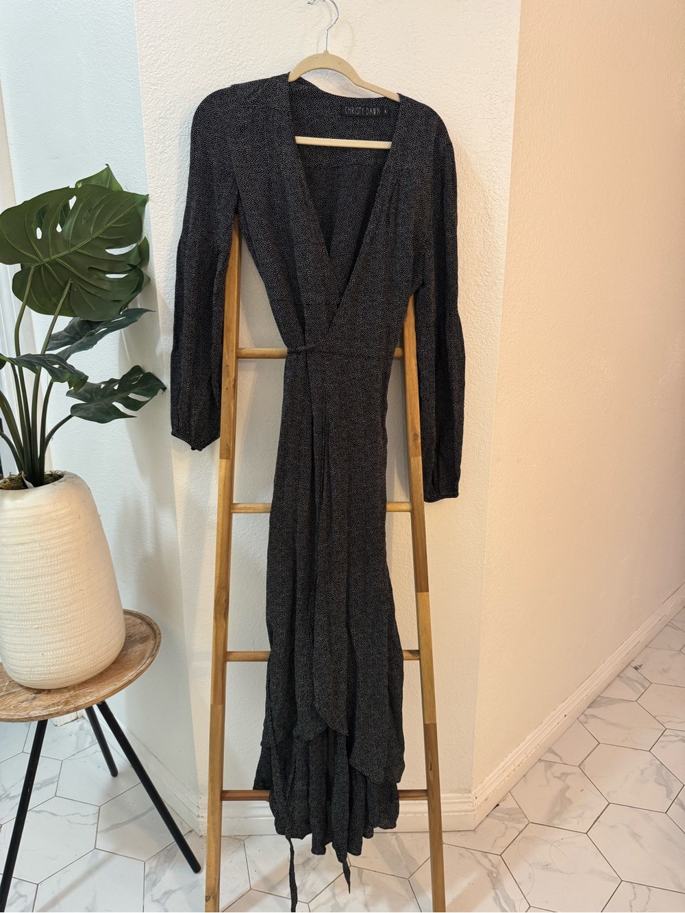 Christy Dawn Dark Heather Gray Long Sleeve Wrap Maxi Dress - Picture 2 of 15